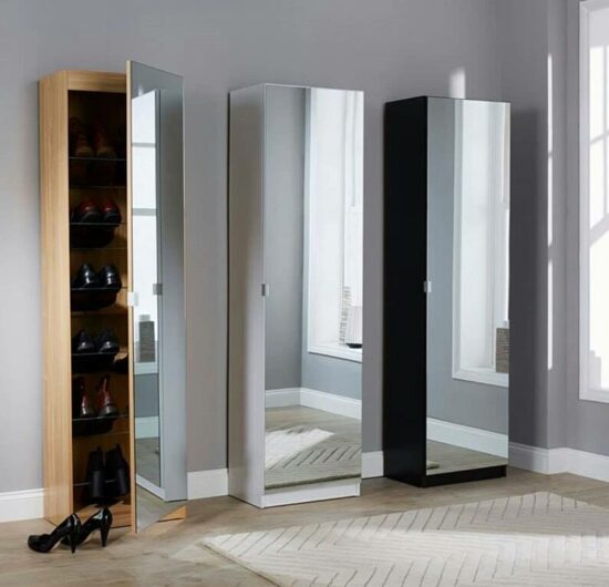 Meilleur Prix - Porte Chaussure Miroir 1m80 - Haute Qualité