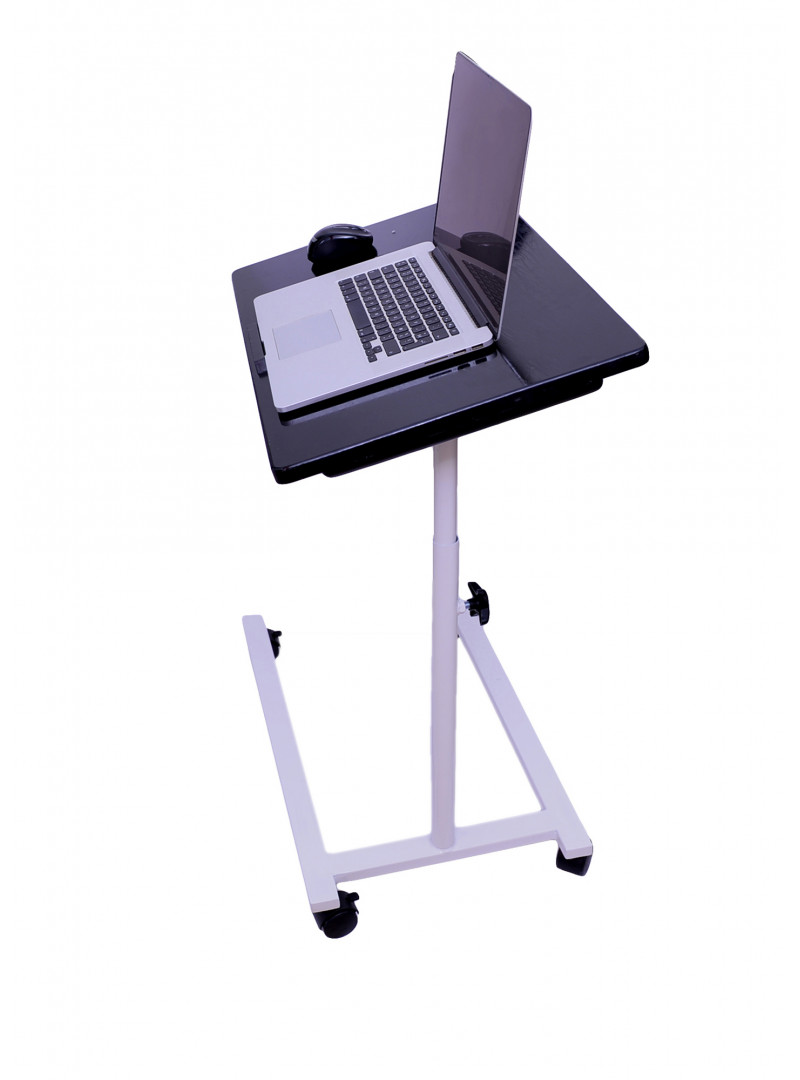 CHOWGOLI Table De Lit Roulante Pour Ordinateur Portable - Bureau Réglable En Hauteur Et Inclinable Avec Support Souris, Parfait Pour Travail Et Repos, Blanc Table Ordinateur Pliable Blanc