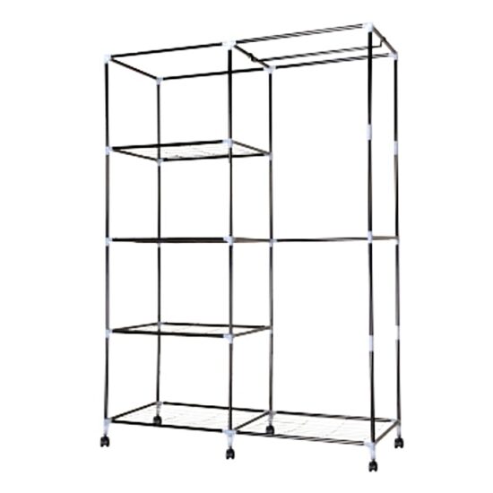Armoire Rangement Portable En Tissu - 88x44x162 Cm, Blanche, Facile à Monter Sans Outils