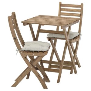 table+2 chaises, extérieur, teinté gris brun, Kuddarna gris