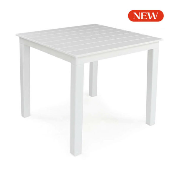 Table carrée de jardin blanche en plastique moderne pour terrasse et balcon 77,5 cm