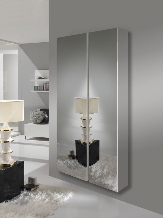 Meuble chaussures Miroir suspendu Avec 2 Portes Ahla Decor Meuble