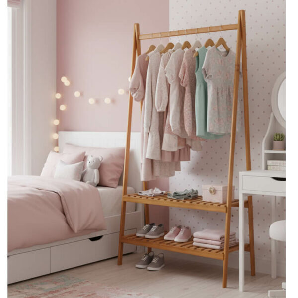 porte-vêtement-bois-chambre-fille