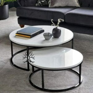 table-salon-moderne-plateau-Blanc-gris-tunisie-socle-Noir