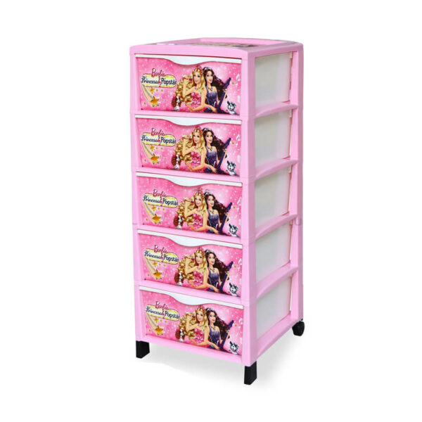 armoire-chambre-enfant-5-tiroirs-avec-motif-barbie