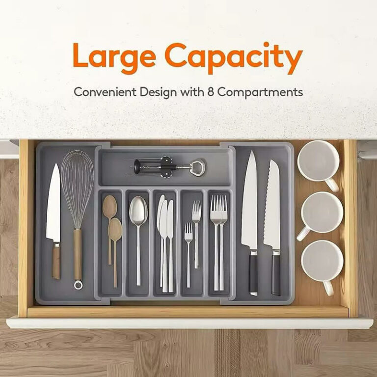 Organisateur De Tiroir Extensible Pour Couverts – Lot De 2 Bacs Transparents à 6 Compartiments Sans BPA – Pour Cuisine, Bureau Ou Salle De Bain