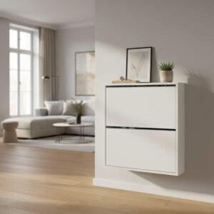 Meuble à chaussures mural blanc design épuré