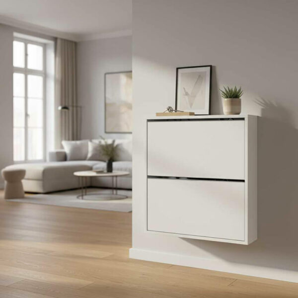 Meuble à chaussures mural blanc design épuré