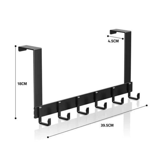 Schéma des dimensions porte-manteau de porte : 39.5cm de longueur et 18cm de hauteur.