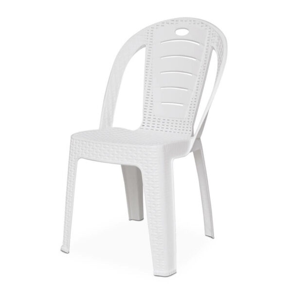 Chaise extérieur plastique blanc style bistrot rotin empilable Tunisie.