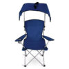 chaise de jardin et plage pliable bleu roi avec auvent de protection solaire