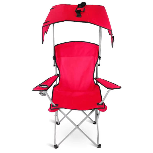 chaise de plage pliable rouge avec parasol integre pour camping et jardin tunisie