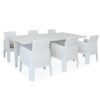 Salle a manger exterieur 6 places blanche effet rotin tresse luxe Tunis