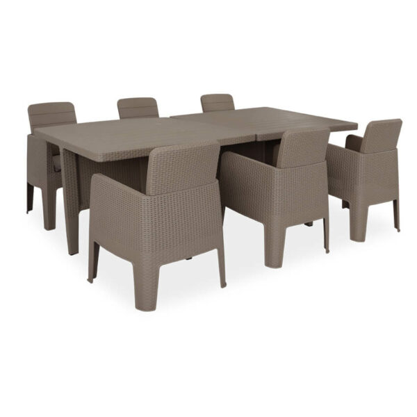 Table de jardin 6 places Gammarth taupe en resine robuste prix Tunisie