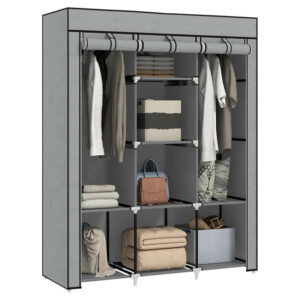 Grande armoire en tissu pliable pour rangement, couleur grsi